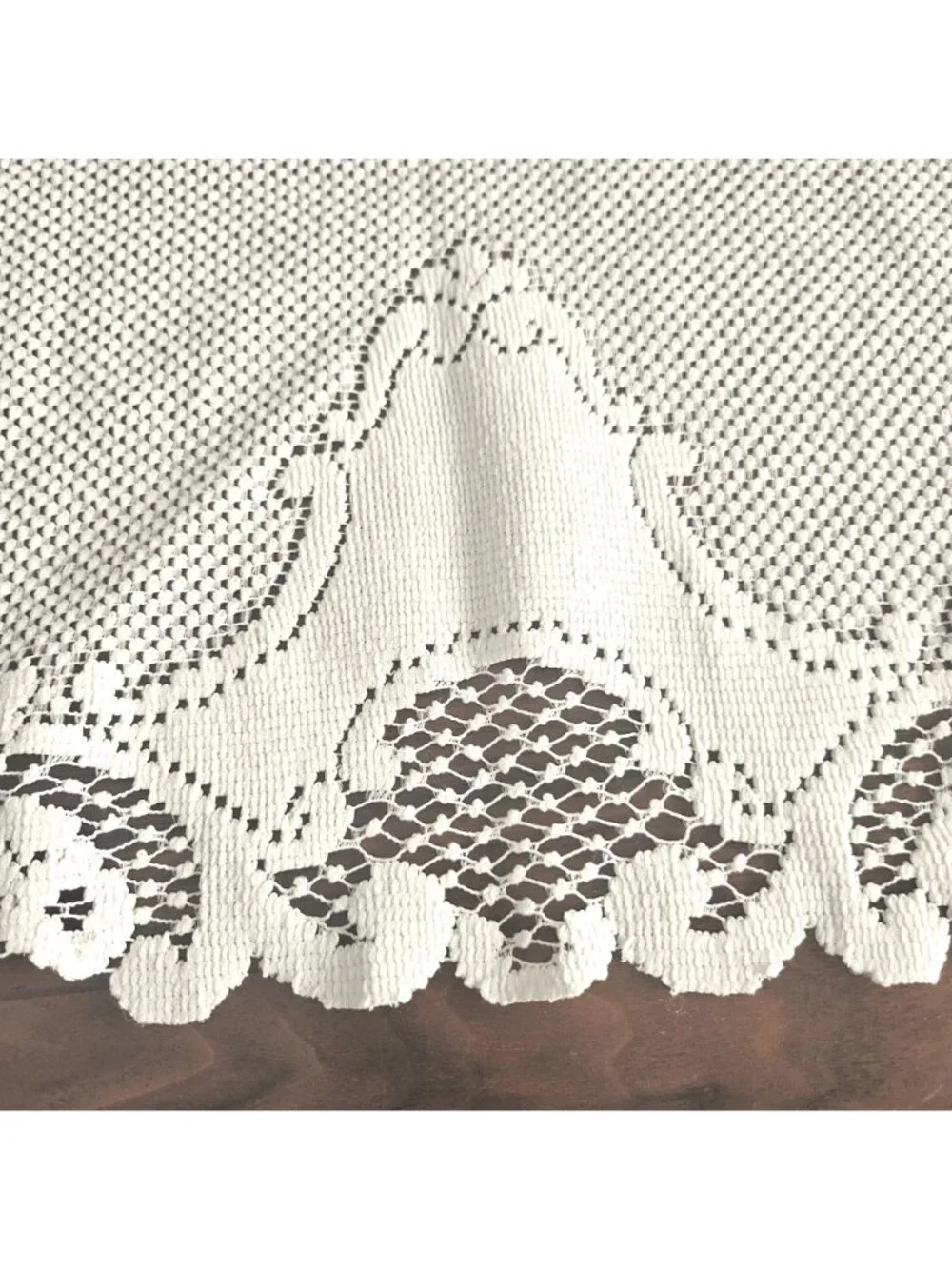 Crochet Lace Table Topper Ivory Rose Pattern Cotton Blend Square Cottagecore - Picture 3 of 9